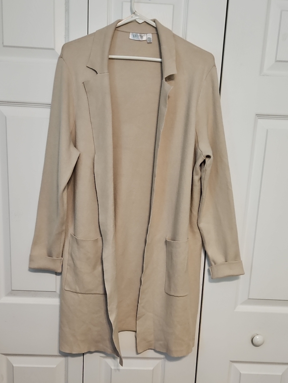 Light Beige Open-Front Women's Cardigan Coatigan